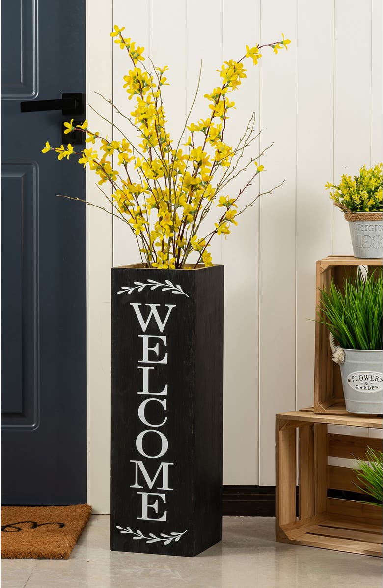Glitzhome 24"H Double Sided Solid Wood Boxed Welcome or Porch Sign, Alternate, color, Black