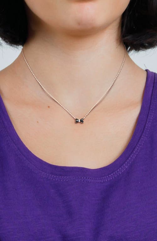 Delmar Black Diamond & White Diamond Bow Pendant Necklace In Metallic