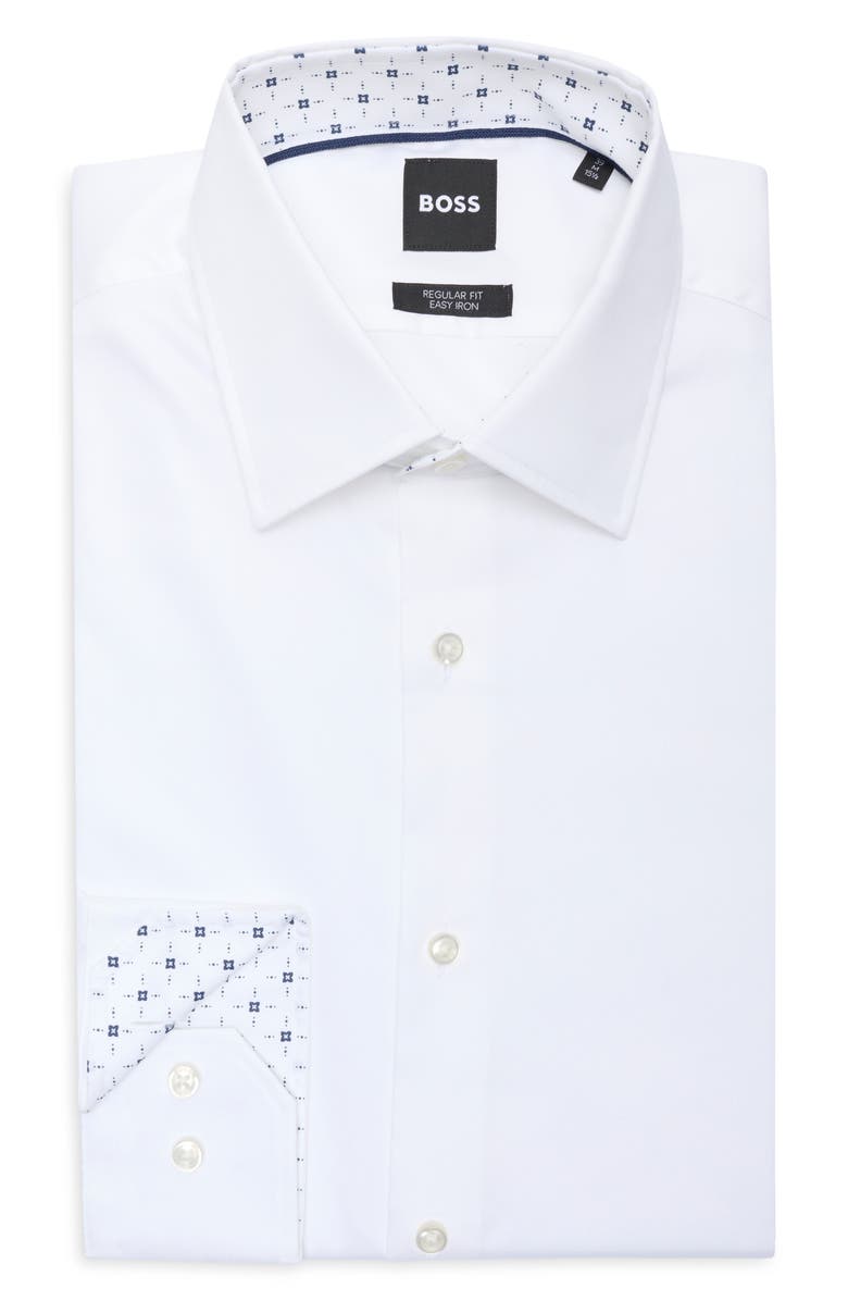 BOSS Joe Kent Slim Fit Easy Iron Dress Shirt, Main, color, White