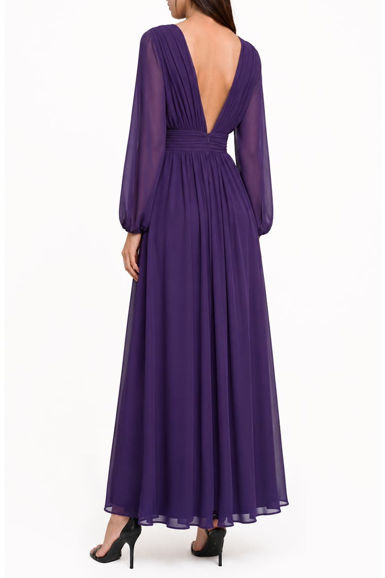 Iris Plunge Neck Long Sleeve Maxi Dress, Alternate, color, BLACKBERRY CORDIAL