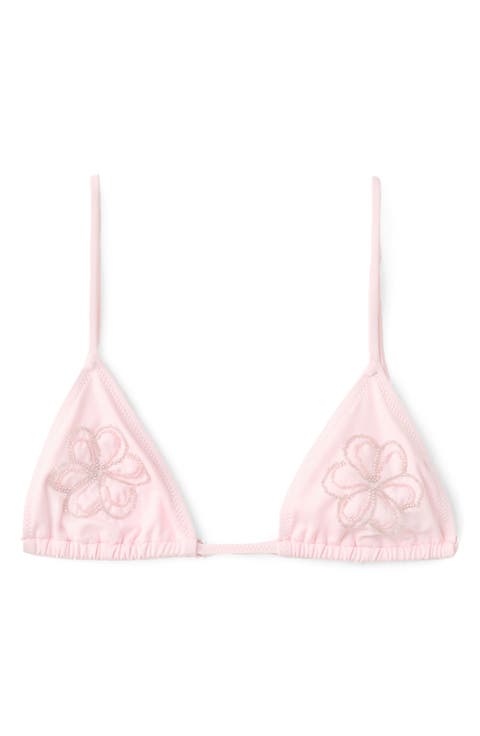 Floral Embroidered Triangle Bikini Top