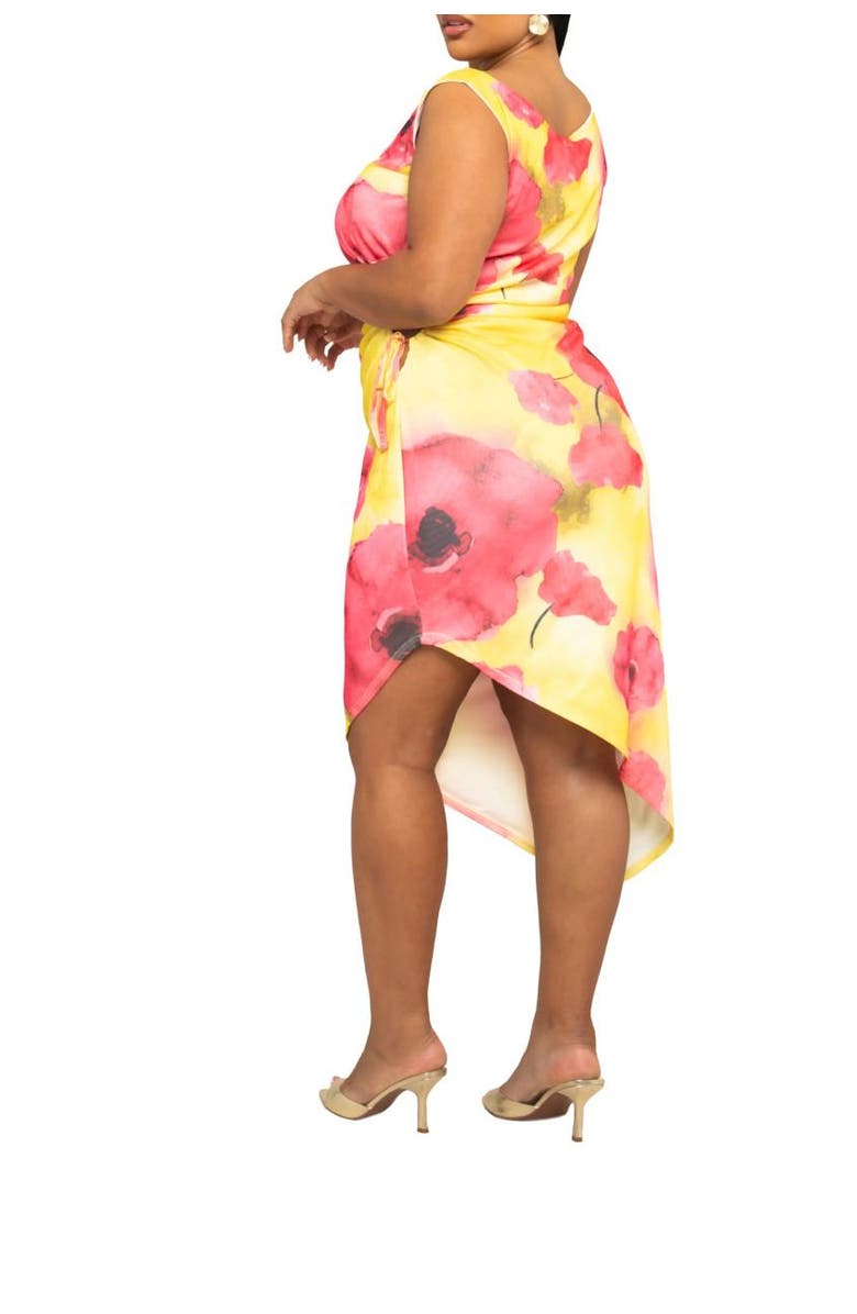 FASHION-SZN CURVE Plus Size Floral Print Mesh Midi Dress, Alternate, color, Yellow