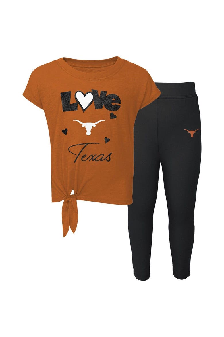 Infant Texas Orange/Black Texas Longhorns Forever Love T-Shirt & Leggings Set, Main, color, Burnt Orange