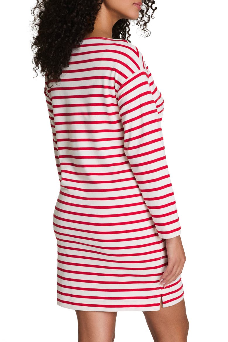 Cool Cotton Boatneck Dress, Alternate, color, YACHT STRIP RED