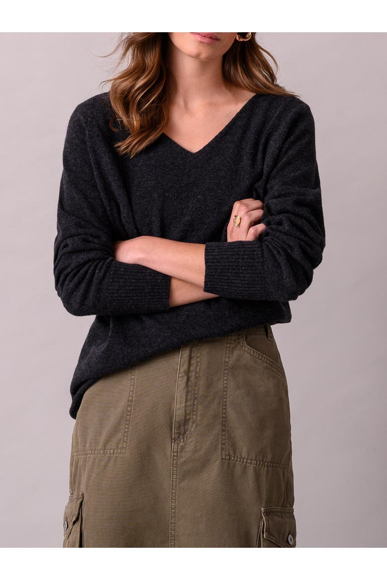 Geelong Wool Slouch V-Neck Sweater, Alternate, color, CHARCOAL