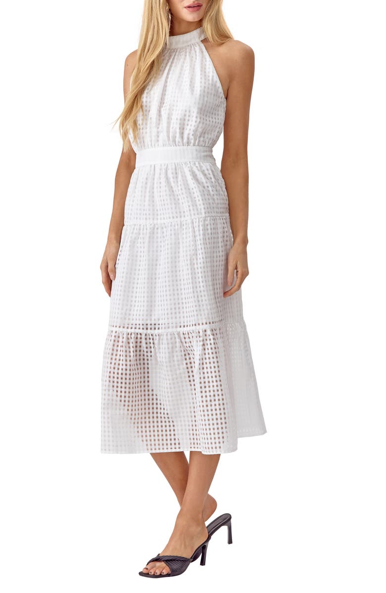 Adelyn Rae Angel Check Sleeveless Seersucker Maxi Dress, Alternate, color, 