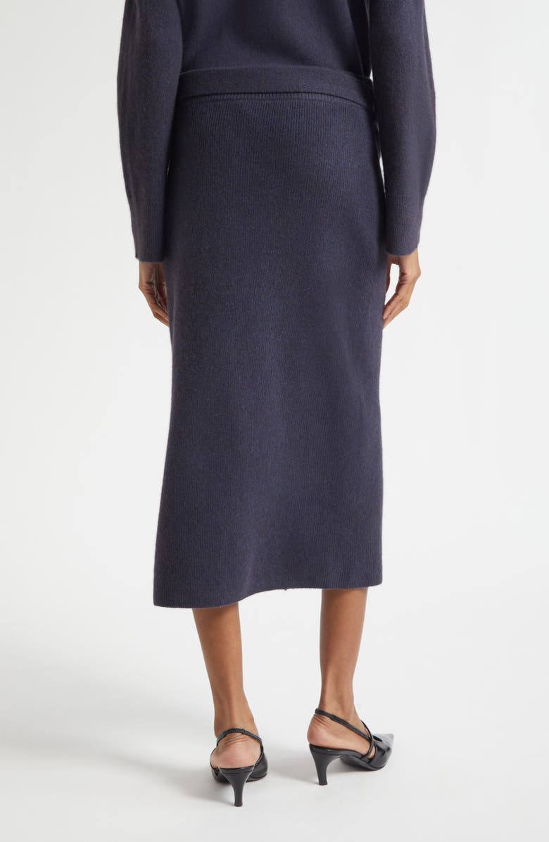 Emporio Armani Tie Waist Wool Midi Skirt, Alternate, color, Solid Medium Blue