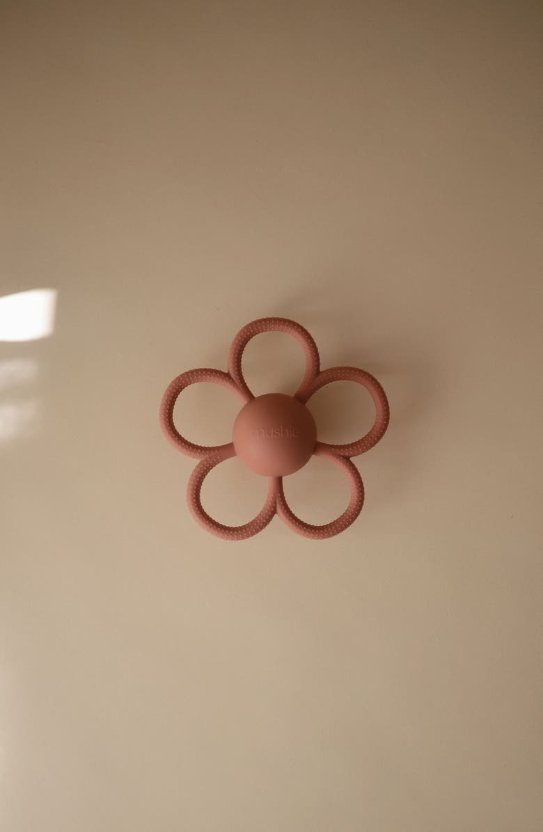 Mushie Daisy Rattle Teether Toy, Alternate, color, Dusty Rose