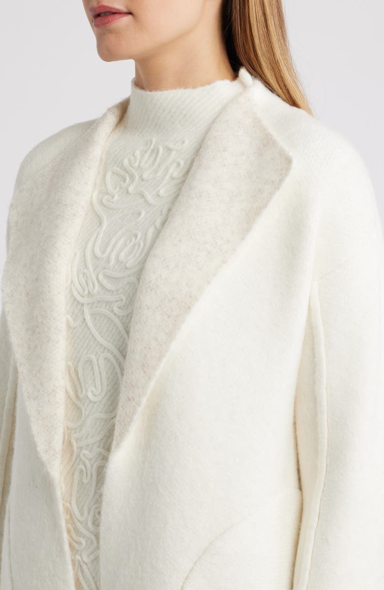 Anne Klein Wing Collar Sweater Coat, Alternate, color, White Dove Heather