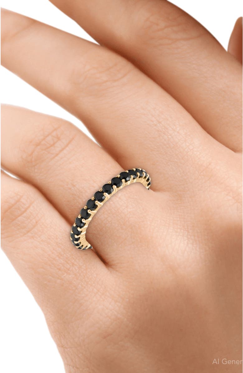 Bliss Diamond 1 1/2ct Black Diamond Eternity Ring 14k Gold Womens Stackable Band, Alternate, color, 