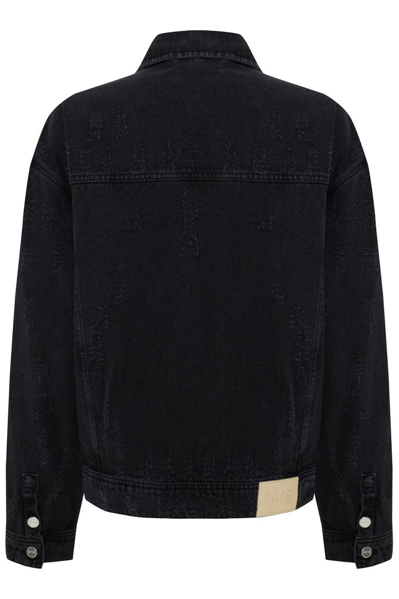 Cotton Distressed Denim Jacket, Alternate, color, BLACK