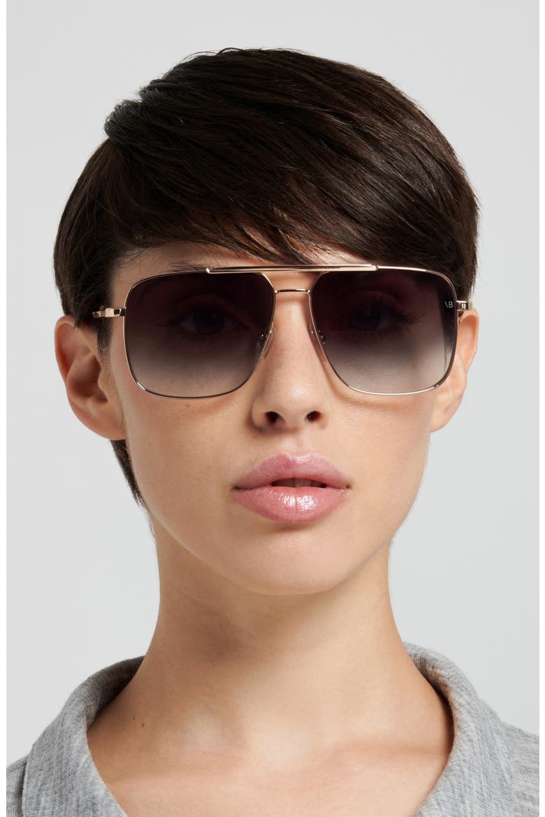 VB 1019/S 60mm Rectangular Aviator Sunglasses, Alternate, color, GOLD HONEY HAVANA/ GREEN