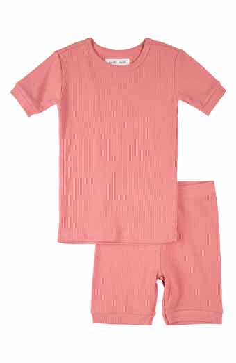 Kids' Solid Rib Fitted Two-Piece Short Pajamas