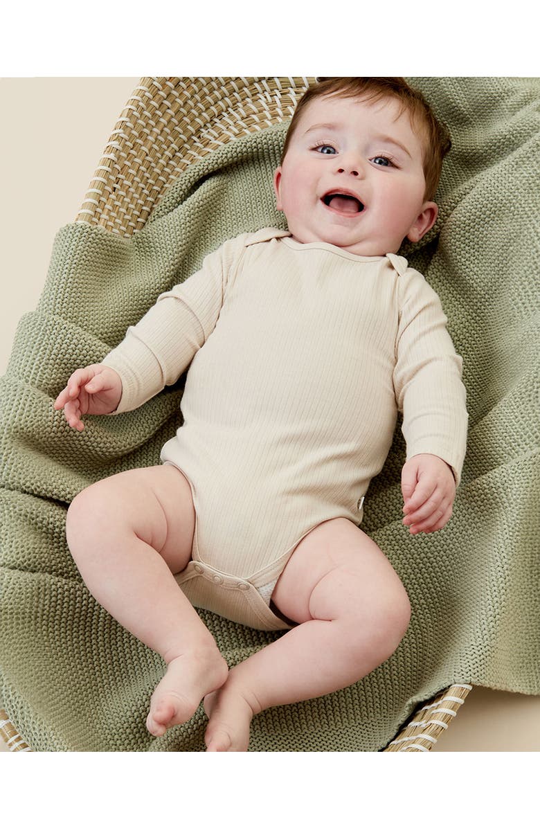 MORI Ribbed Long Sleeve Bodysuit, Alternate, color, Ecru