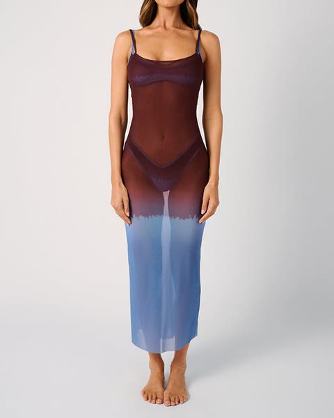 Mesh Scoop Maxi Slip Dress