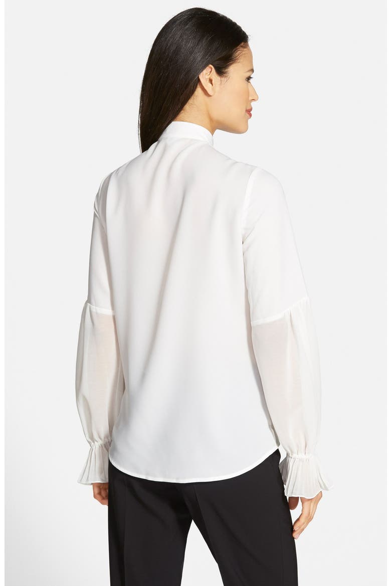Scarf Neck Pleat Cuff Blouse, Alternate, color, CREAM