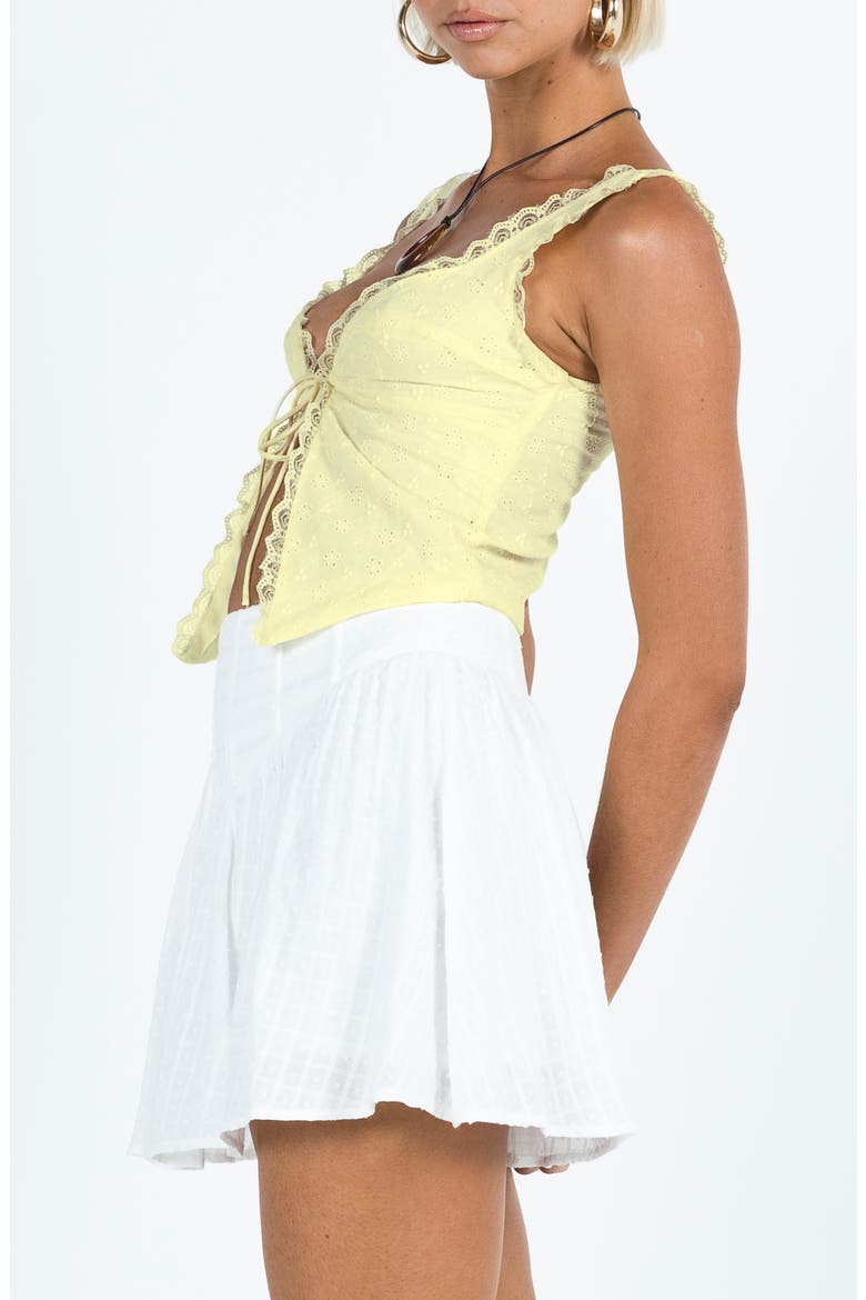 Merrelle Lace Trim Tie Front Tank, Alternate, color, LEMON