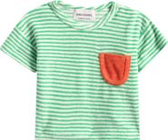Bobo Choses Green Stripes Terry Cloth T-Shirt