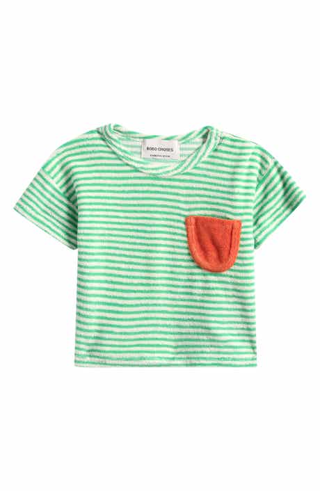 Green Stripes Terry Cloth T-Shirt