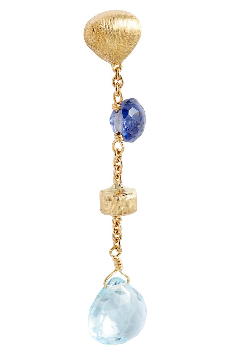 Marco Bicego Paradise 18K Yellow Gold Iolite & Blue Topaz Short Drop Earrings, Alternate, color, Gold