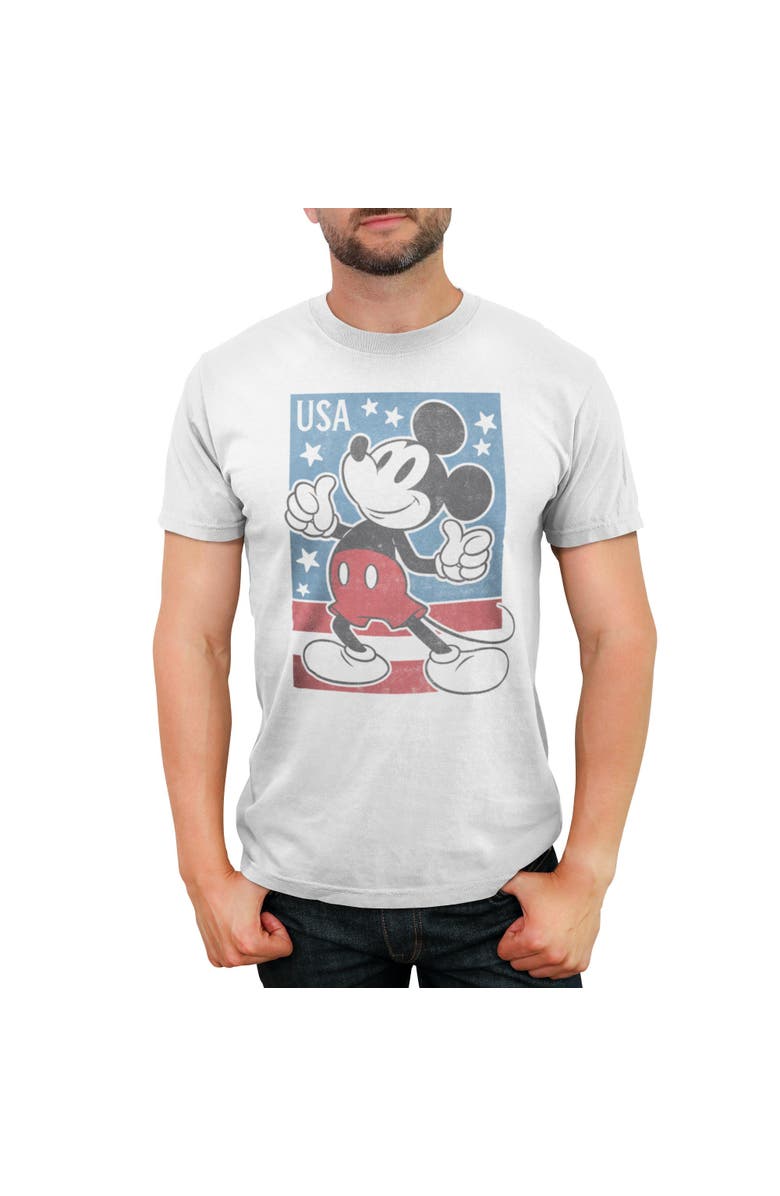 Mickey & Friends Men's Mickey & Friends American Stamp  Graphic T-Shirt, Main, color, White