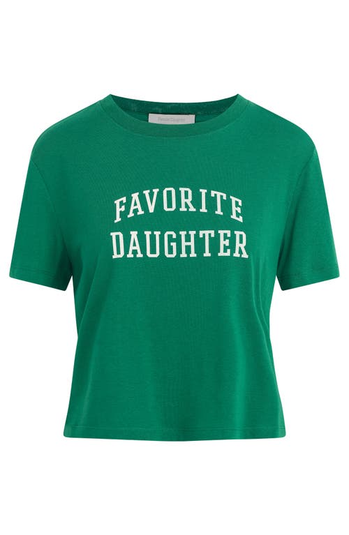 Favorite Daughter Cropped Collegiate Tee In Emerald W/white
