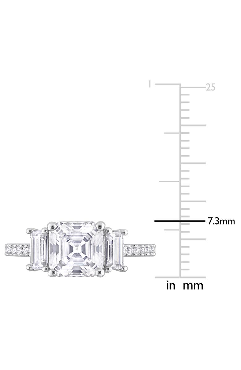 Julianna B. Moissanite Asscher 3-Stone Ring, Alternate, color, Sterling Silver