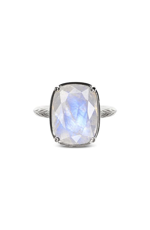 Sterling Silver Elongated Cushion Stone Ring