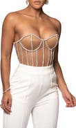 JLUXLABEL Rhinestone Corset Top