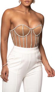 JLUXLABEL Rhinestone Corset Top