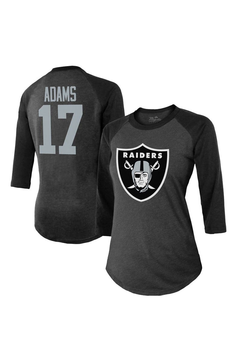 Majestic Threads Women's Majestic Threads Davante Adams Black Las Vegas Raiders Player Name & Number Tri-Blend 3/4-Sleeve Fitted T-Shirt, Main, color, 