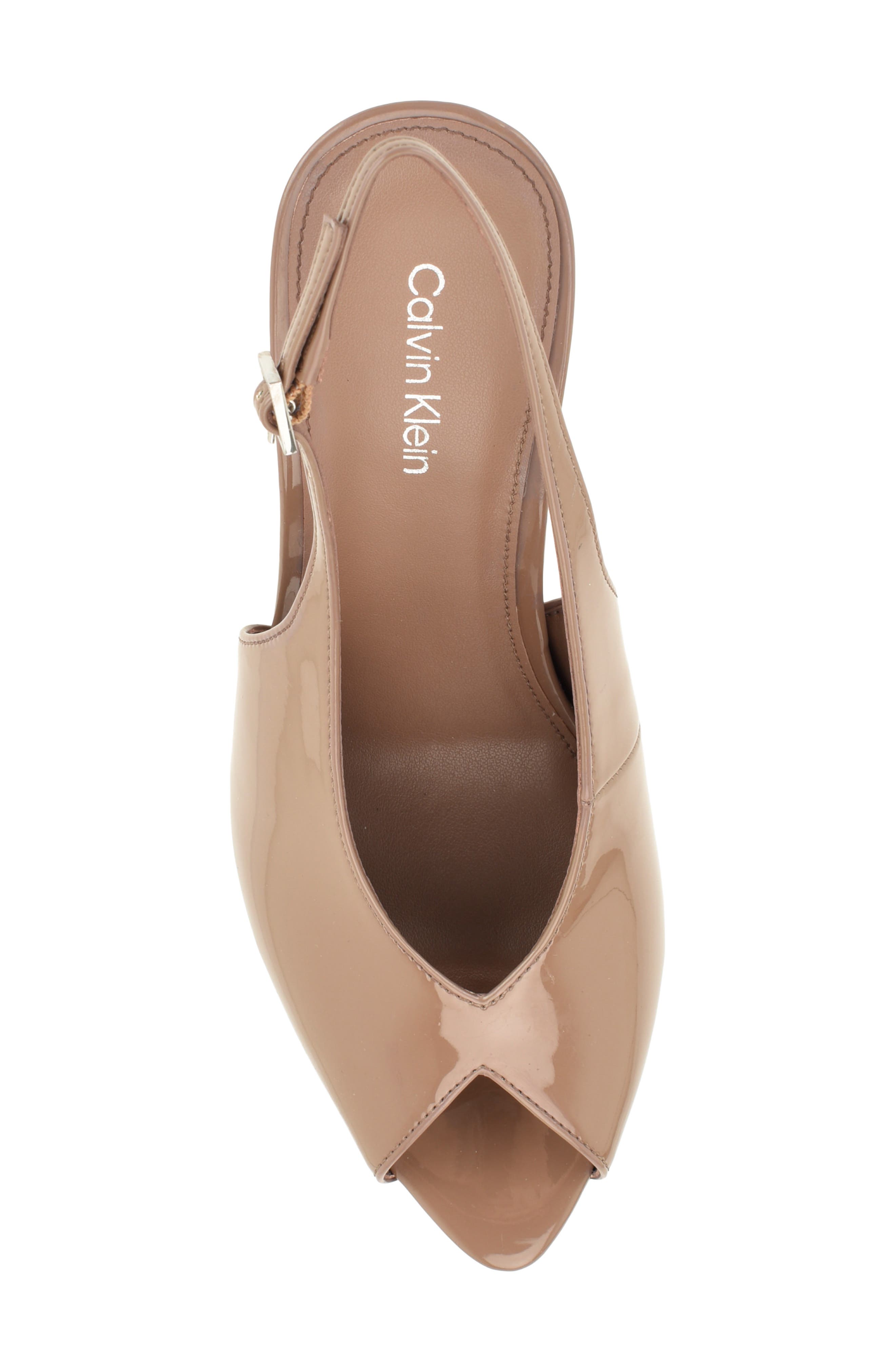 Dorris Faux Leather Peep Toe Pump, Alternate, color, LIGHT BROWN PATENT