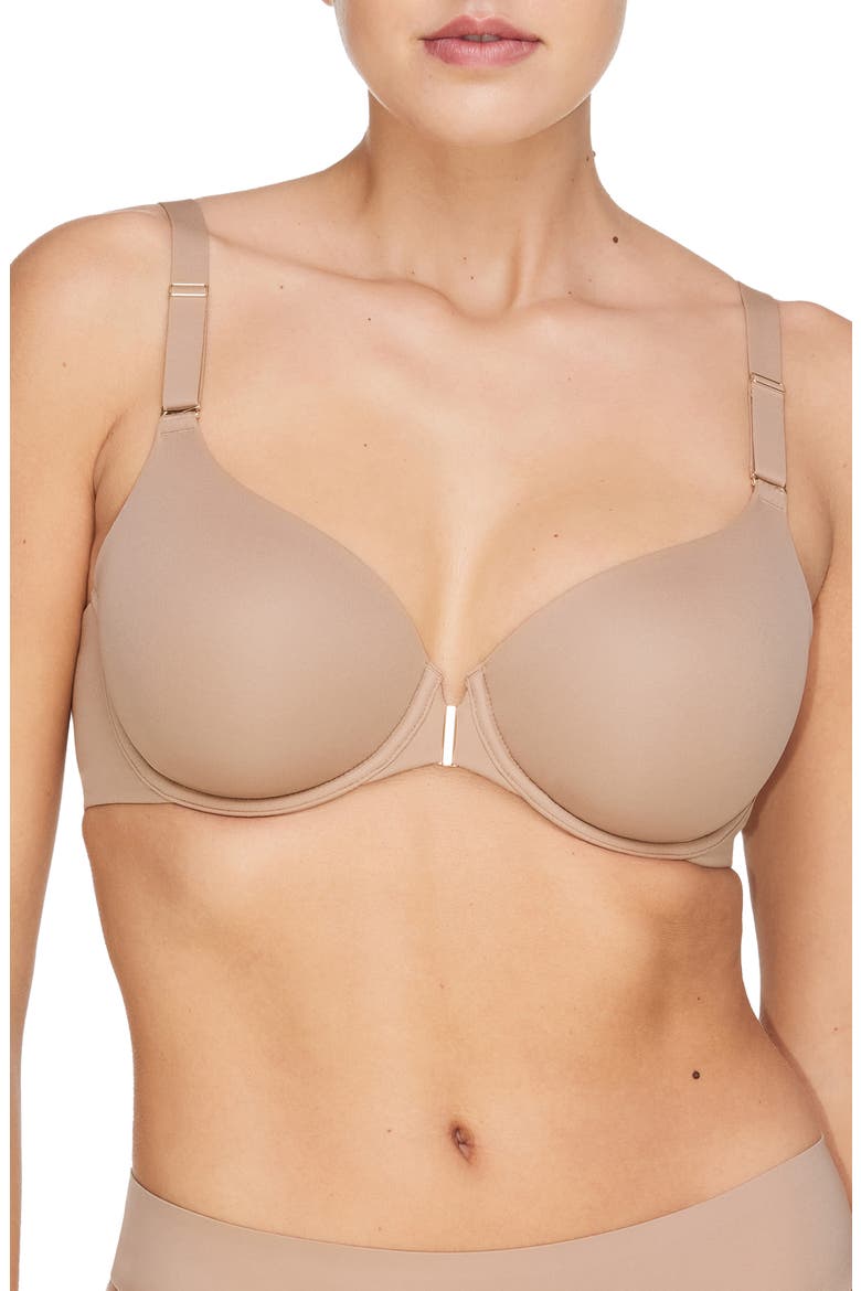 ComfortStretch Underwire Front Closure T-Shirt Bra, Main, color, TAUPE