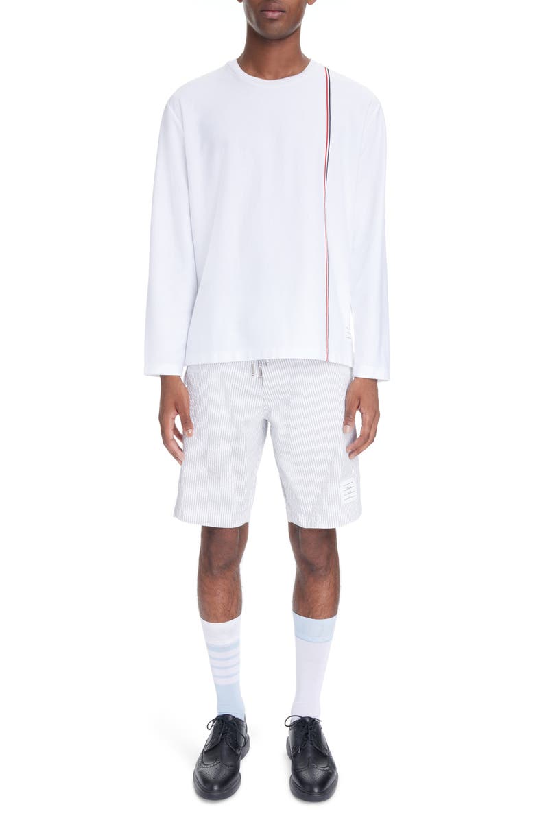 Thom Browne Oversize Long Sleeve Cotton T-Shirt, Alternate, color, 