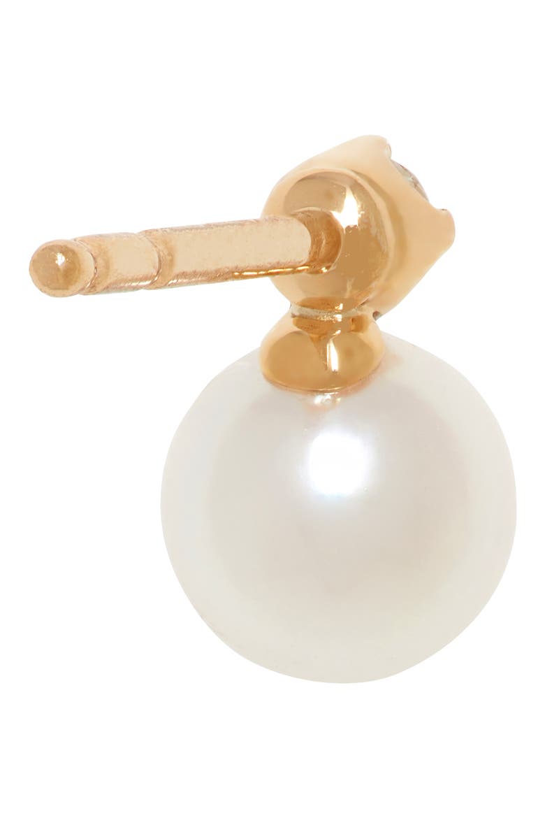 Akoya Cultured Pearl & Diamond Stud Earrings, Alternate, color, YELLOW GOLD