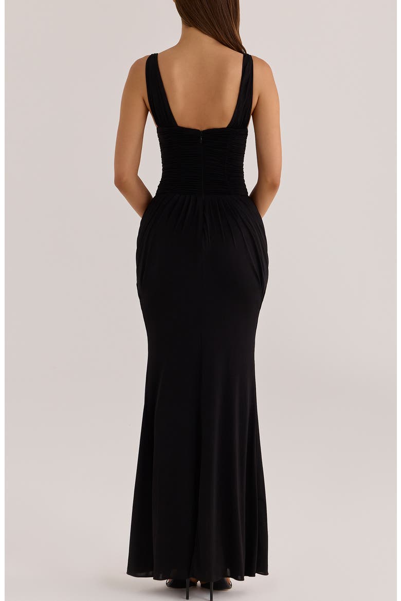 Tabitha Liquid Soft Jersey Plunge Neck Gown, Alternate, color, BLACK
