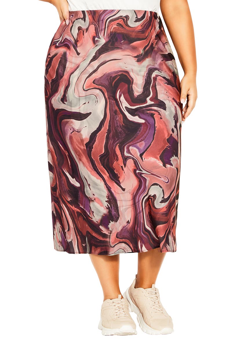 Chloe Swirl Print Midi Skirt, Main, color, BERRY ELEMENTS