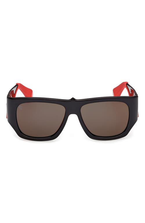 Christian Louboutin 57mm Loubishark Square Sunglasses in Black/Smoke Grey/Red Flash  product