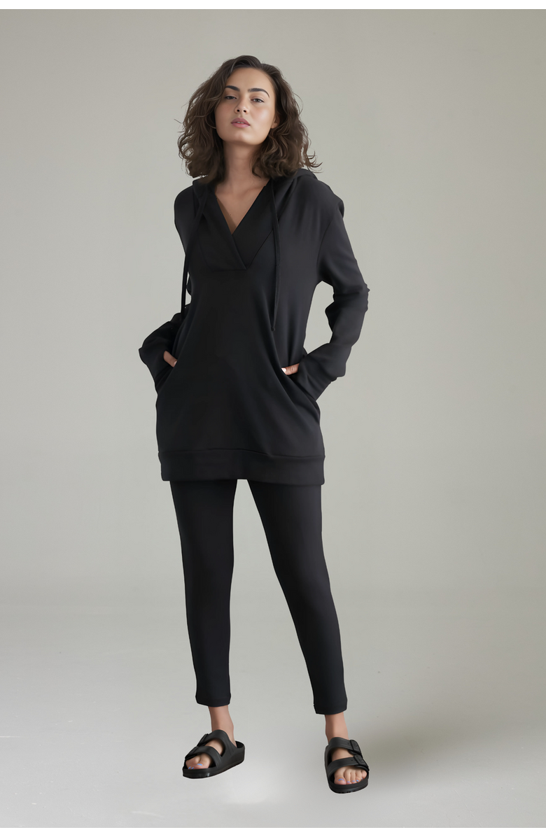 eavolu Serengeti Eco-Luxe Fleece Slim Pant - Cloud-Soft Comfort, Main, color, Coal Black