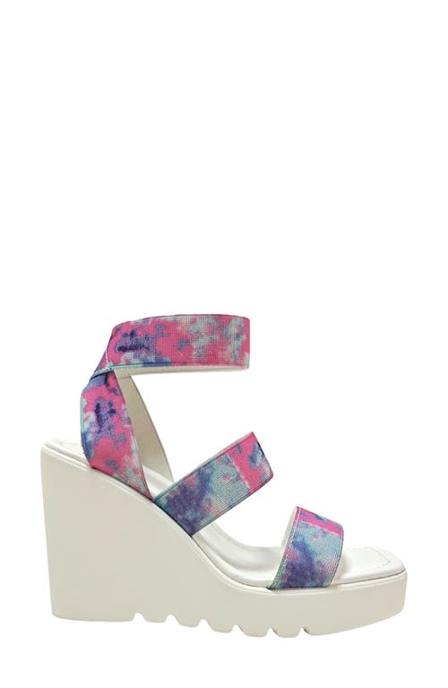Ninety Union Paige Elastic Strap Wedge Sandal In White Multi
