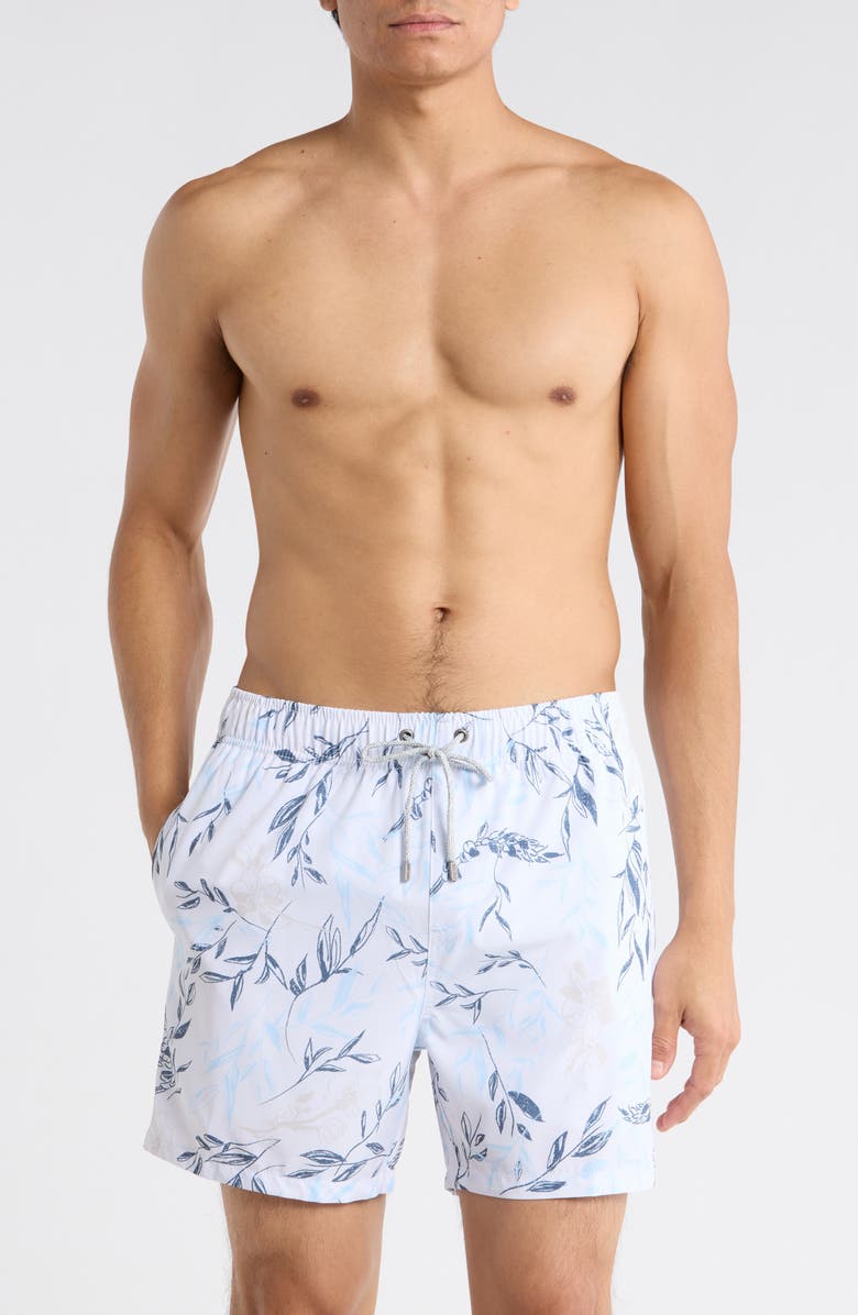 Vintage Summer 4-Way Stretch Volley Swim Trunks, Main, color, White
