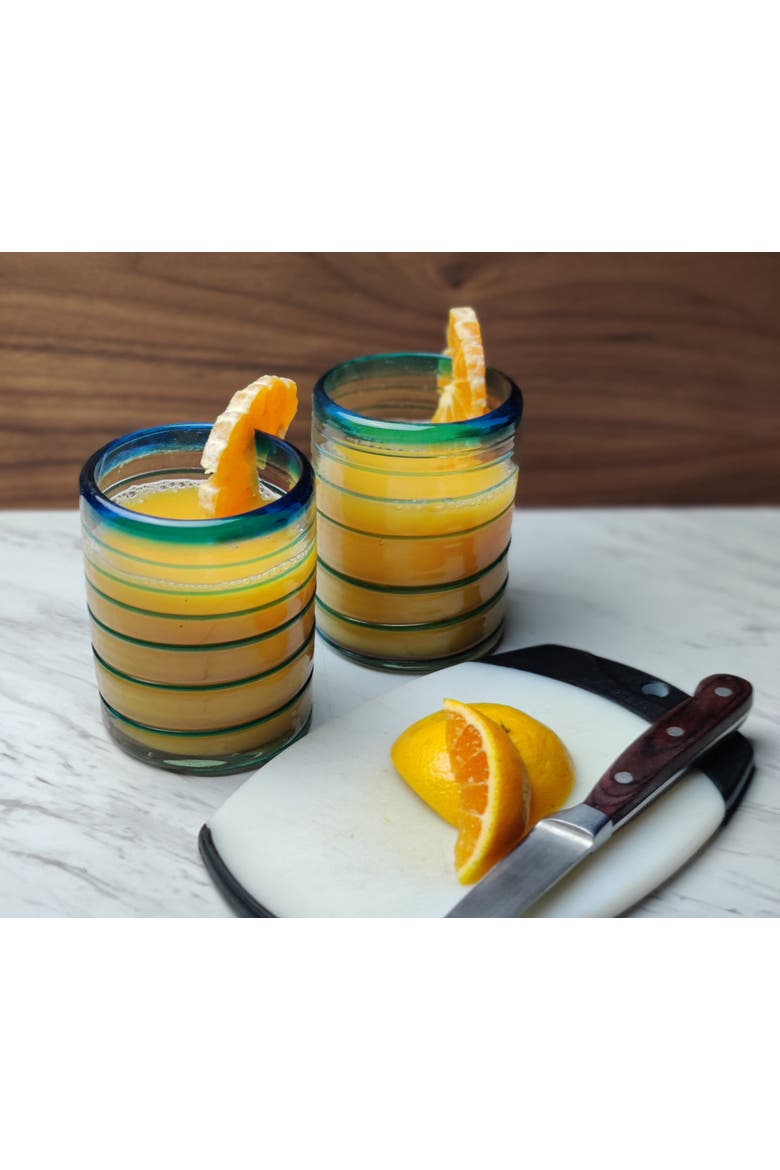Tumbler Glasses with Spiral  - Set of 6 Tumbler, Alternate, color, Aqua