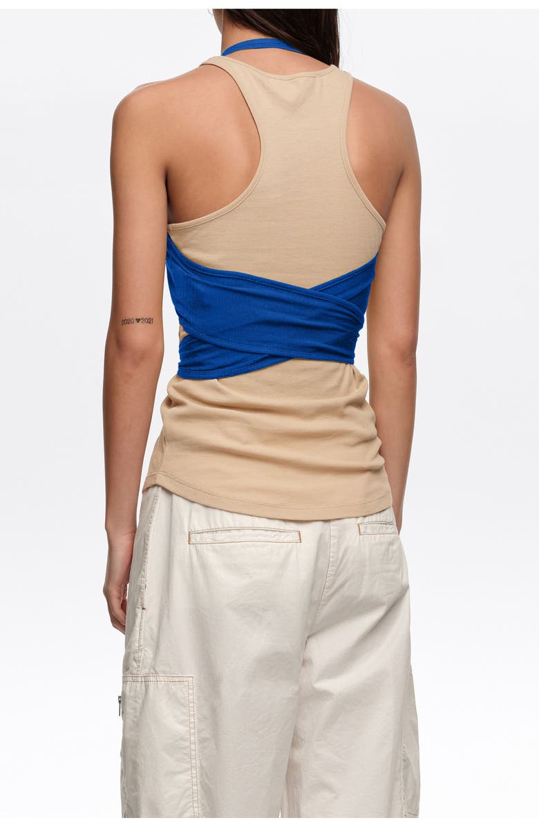 Bimba y Lola Top With Overlay Piece In Contrast, Alternate, color, Sand