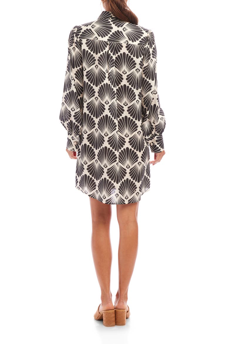 Shell Print Long Sleeve Linen Shirtdress, Alternate, color, PRINT