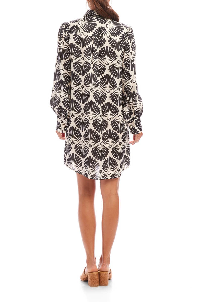 Karen Kane Shell Print Long Sleeve Linen Shirtdress, Alternate, color, Print