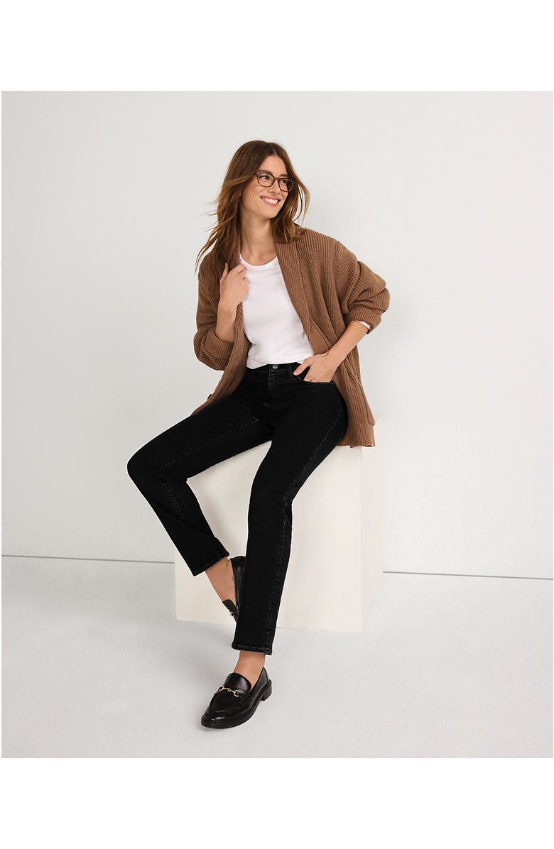 Lands' End Recover Mid Rise Straight Leg Blue Jeans, Alternate, color, Black