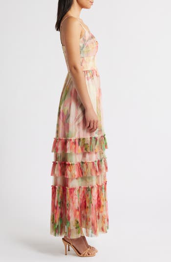 Tiered Mesh Maxi Sundress