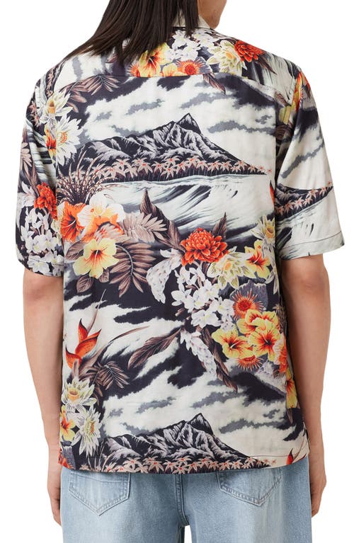 Allsaints Viscose Oscani Short Sleeve Printed Shirt In Multi