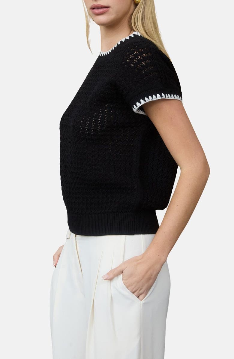 Blu Pepper Open Knit Short Sleeve Sweater, Alternate, color, 