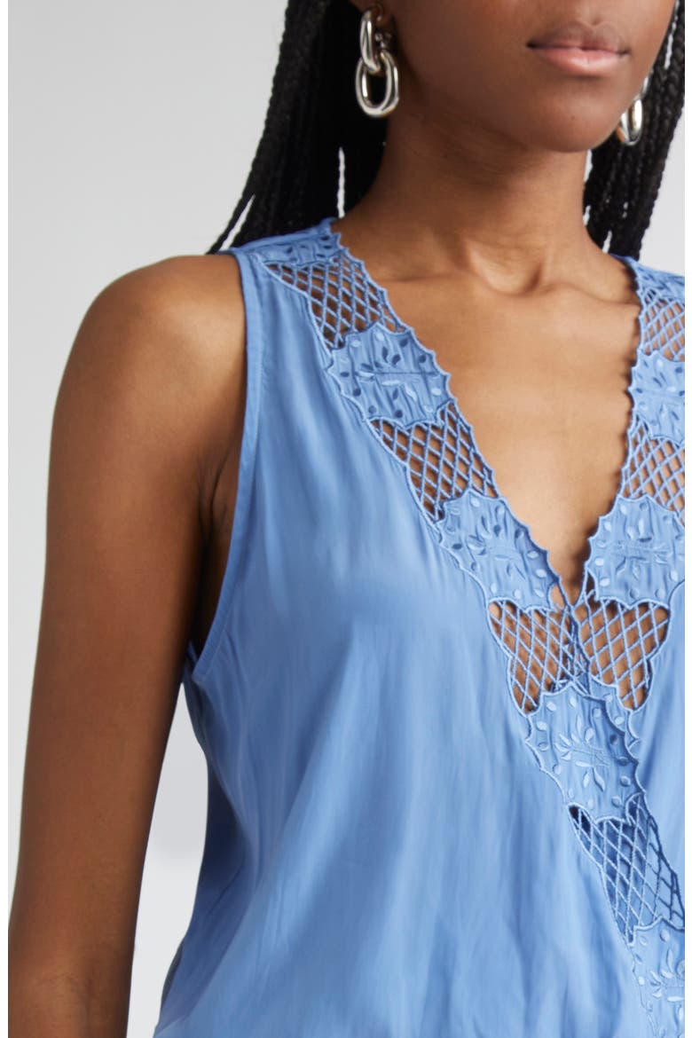 Daisy Embroiderd Wrap Front Top, Alternate, color, CORNFLOWER BLUE
